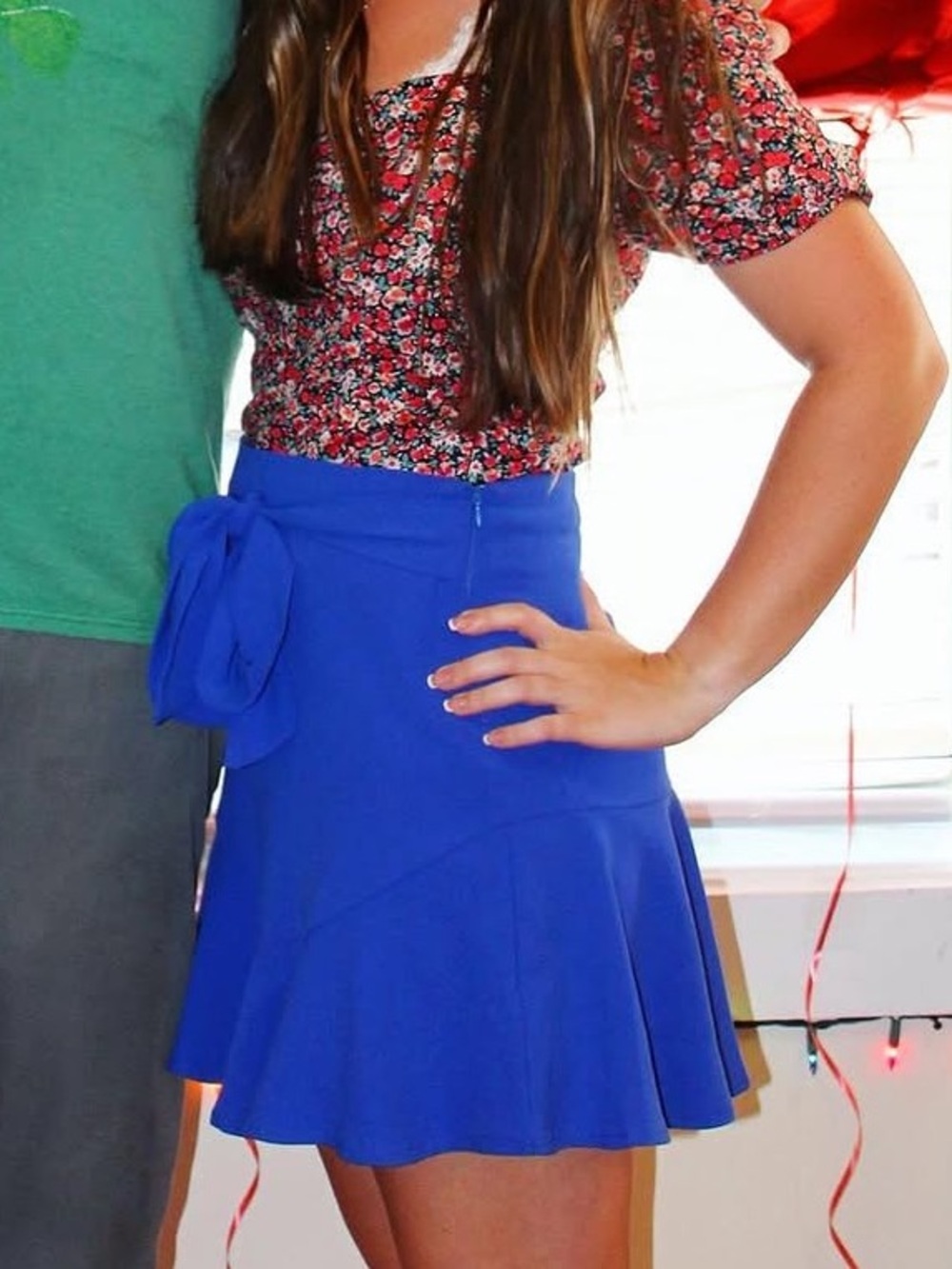 Lavish Royal Blue Tie-Waist Circle Skirt